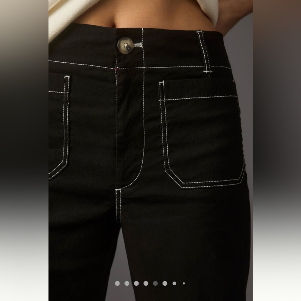 Maeve Black Wide-Leg Cropped Pants with Contrast Stitching - Picture 5 of 5